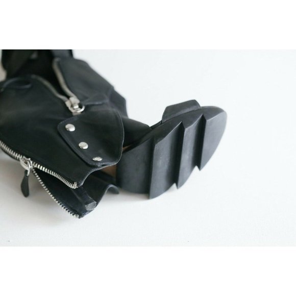 Camilla Skovgaard Open Toe Zipper Hood Back High heel Black Leather Booties 39 - Picture 10 of 11